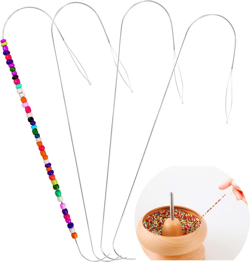 INDIVSHOW The Clay Seed Three Generation 4 Pcs Big Eye Curved Beading Needles,Stainless Steel Bead Spinner Needles for Bracelet Necklace Jewelry Making (Needle) - Image 1